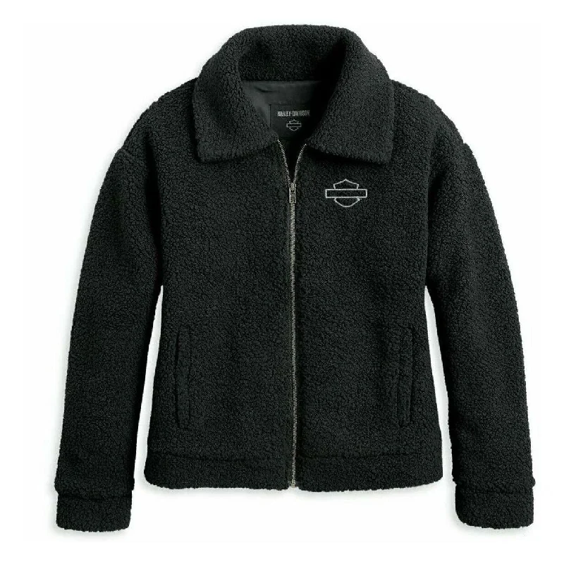 97426-23vw Harley WOMEN'S ENCHANTED SHERPA JACKET - BLACK BEAUTY Hooded Jacket Caped Jacket Shawl Collar Jacket