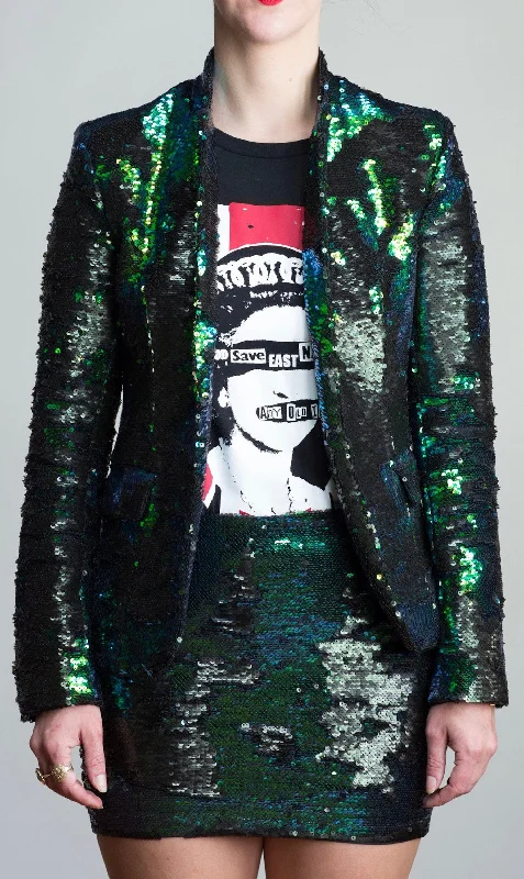 Any Old Iron Peacock Sequin jacket Embroidered Jacket Appliqued Jacket Beaded Jacket