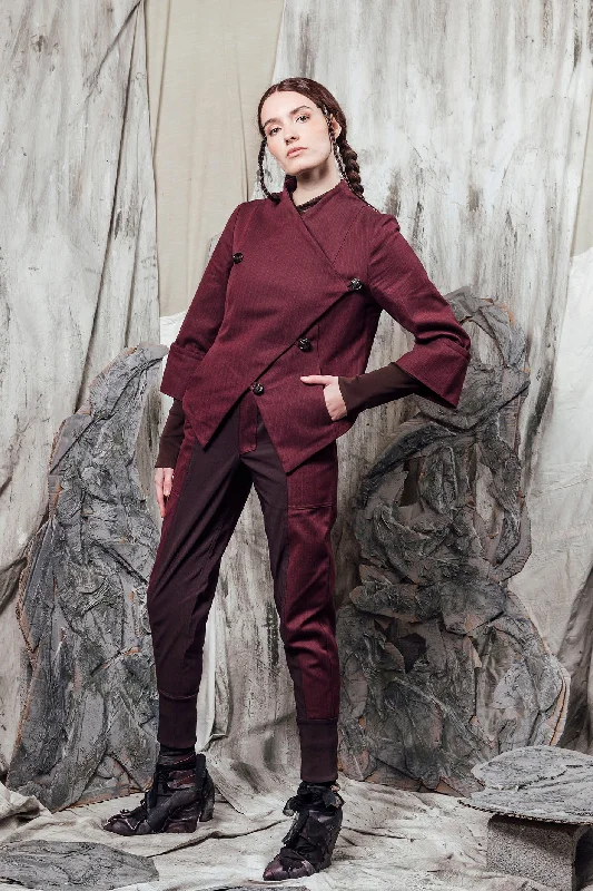 AW24 ALZARA SHORT JACKET - TAWNY PORT Collared Jacket Crew Neck Jacket Turtle Neck Jacket AW24 ALZARA SHORT JACKET - TAWNY PORT Collared Jacket Crew Neck Jacket Turtle Neck Jacket