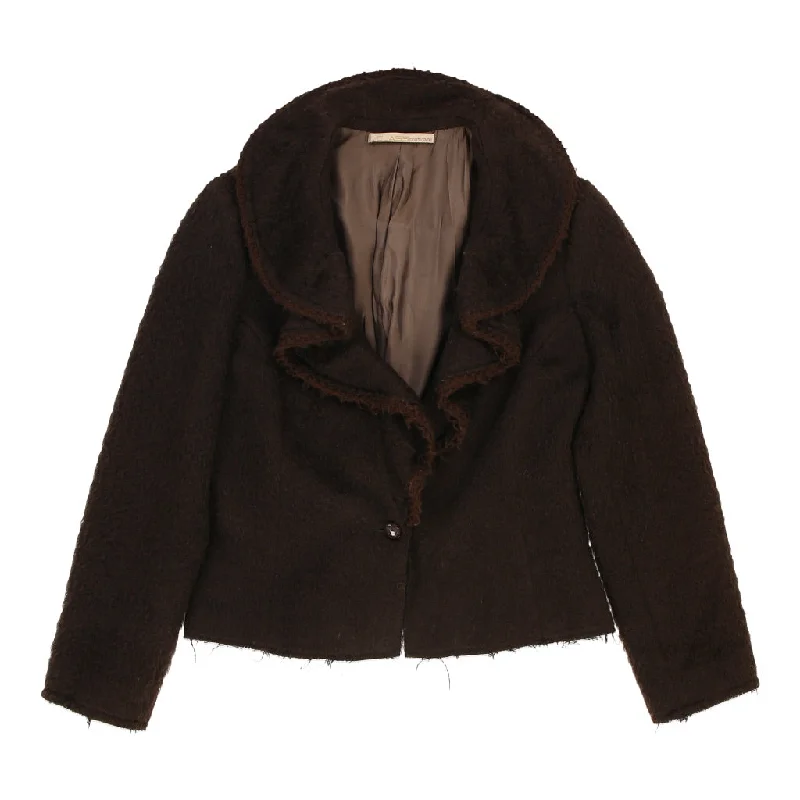 Cavalli Class Jacket - Large Brown Wool Blend Cardigan Sweater Pullover