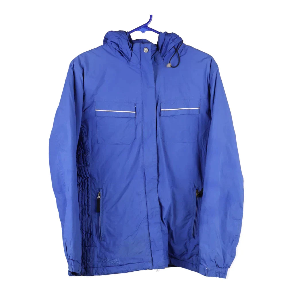 Columbia Jacket - Medium Blue Nylon Zippered Jacket Buttoned Jacket Snapped Jacket