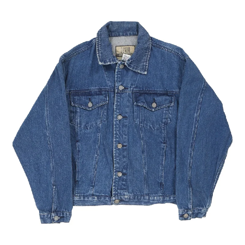 Denim Express Denim Jacket - Medium Blue Cotton Wool Fabric Cashmere Fabric Tweed Fabric