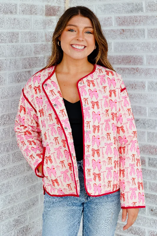 January & May - Tied Together Bow Detail Quilted Jacket Fleece Jacket Down Jacket Feather Jacket January & May - Tied Together Bow Detail Quilted Jacket Fleece Jacket Down Jacket Feather Jacket