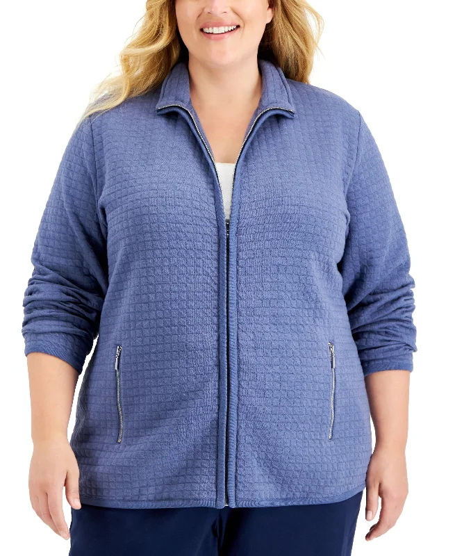 Karen Scott Plus Size Quilted Fleece Jacket Chenille Fabric Brocade Fabric Lace Fabric