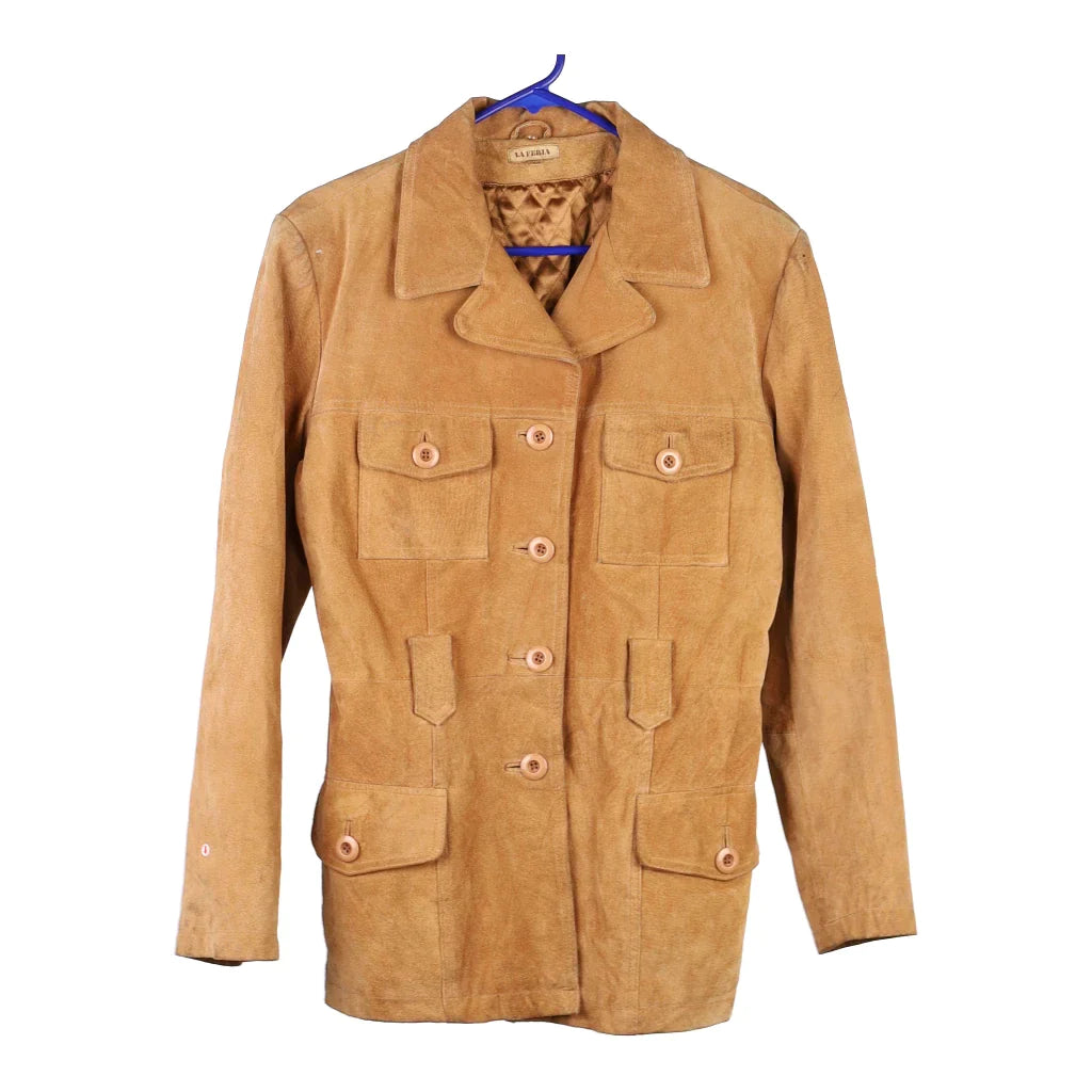 La Feria Suede Jacket - Medium Brown Suede Front Pockets Side Pockets Patch Pockets