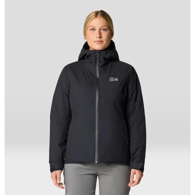 Mountain Hardwear Womens Stretch Ozonic Insulated Jacket Zippered Front Buttoned Front Snap Front