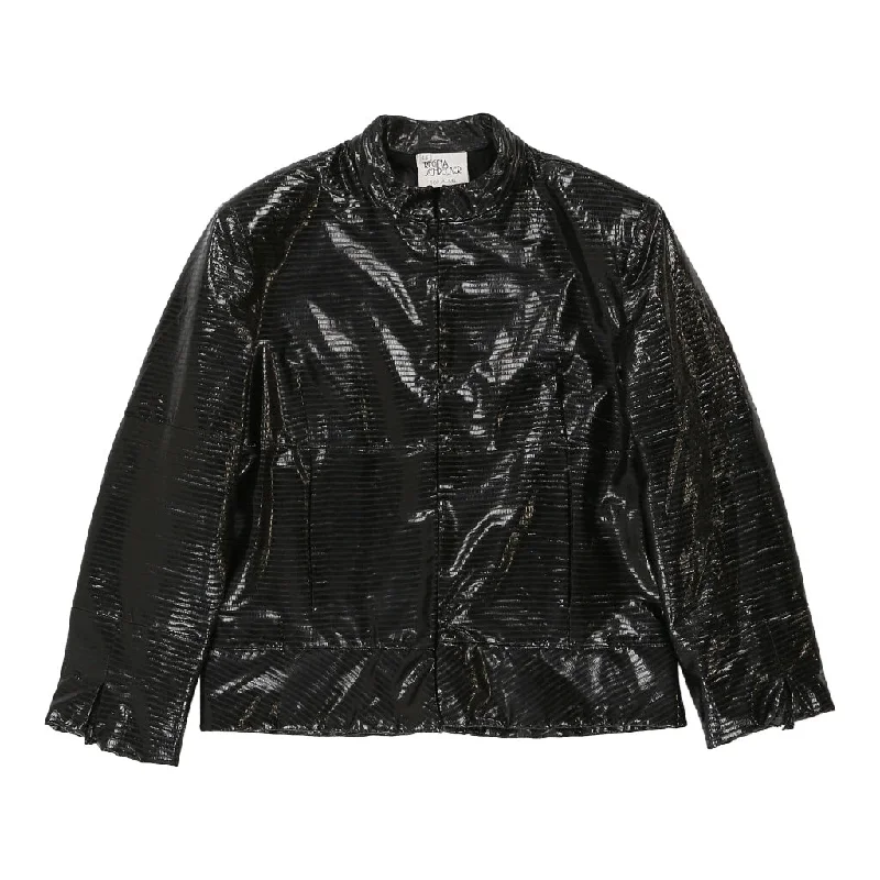 Regina Schrecker Jacket - XL Black Acetate Plaid Jacket Tartan Jacket Houndstooth Jacket Regina Schrecker Jacket - XL Black Acetate Plaid Jacket Tartan Jacket Houndstooth Jacket
