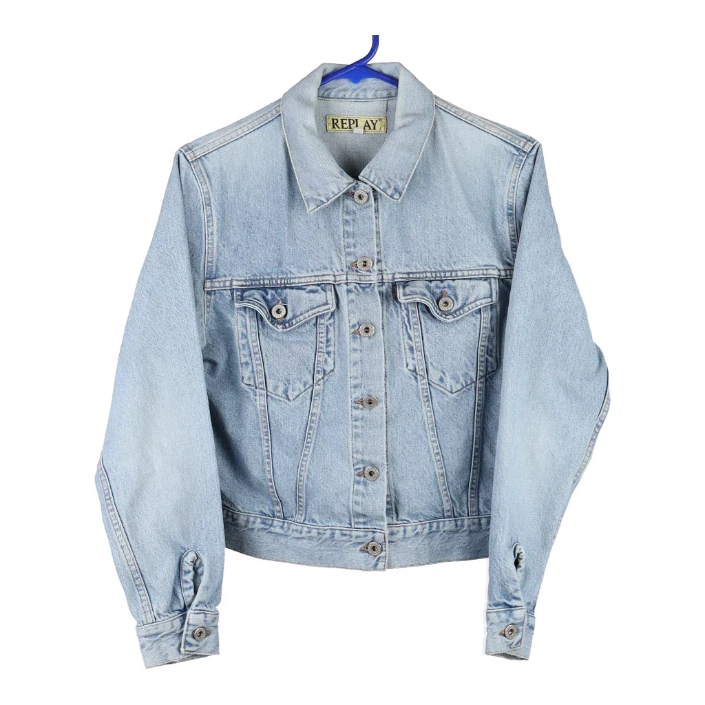 Replay Denim Jacket - Small Blue Cotton Blend Nylon Jacket Polyester Jacket Spandex Jacket