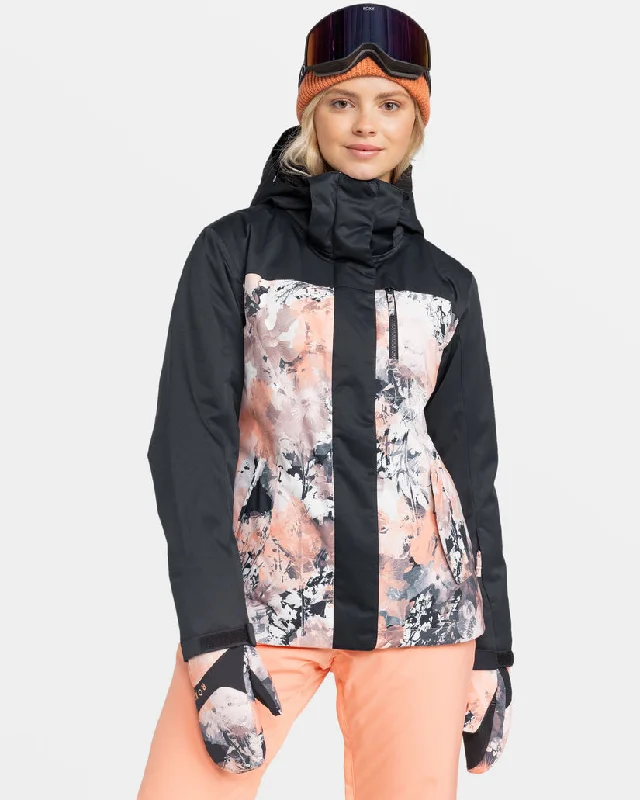 Roxy Jetty Block Snow Jacket - Peach Pink Dreamy Picture Tailored Jacket Straight Jacket A-Line Jacket