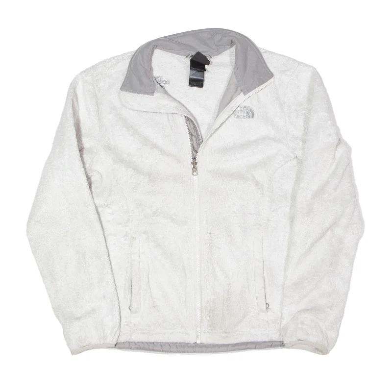 THE NORTH FACE Teddy Fleece Jacket White Womens S Welt Pockets Slit Pockets Flap Pockets