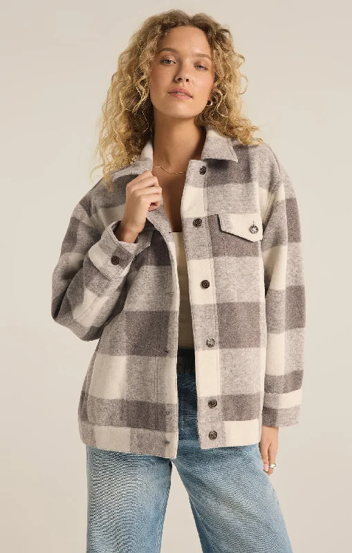 Z Supply - Preston Knit Plaid Jacket Knit Fabric Woven Fabric Fleece Fabric