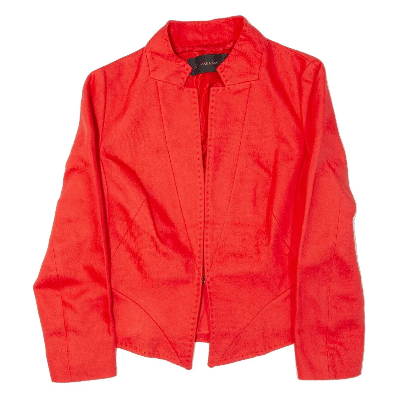 ZARA Basic Blazer Jacket Red Womens M Trench Coat Raincoat Waterproof Jacket