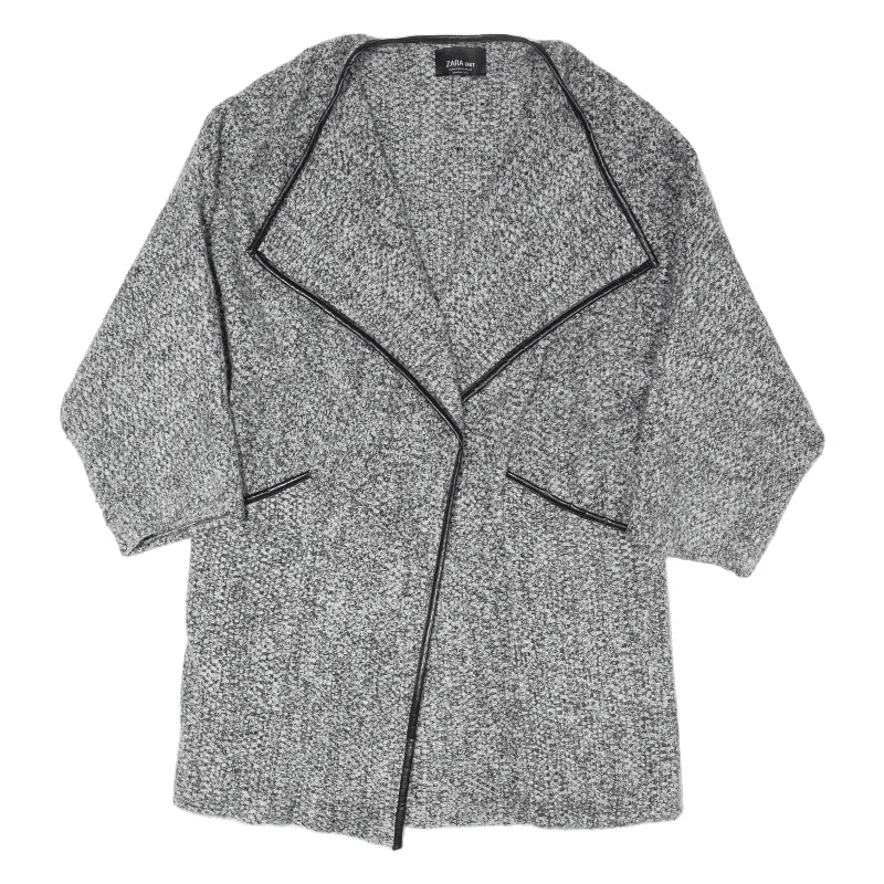 ZARA Knit Jacket Grey Wool Womens M One-Shoulder Jacket Off-the-Shoulder Jacket Asymmetrical Jacket