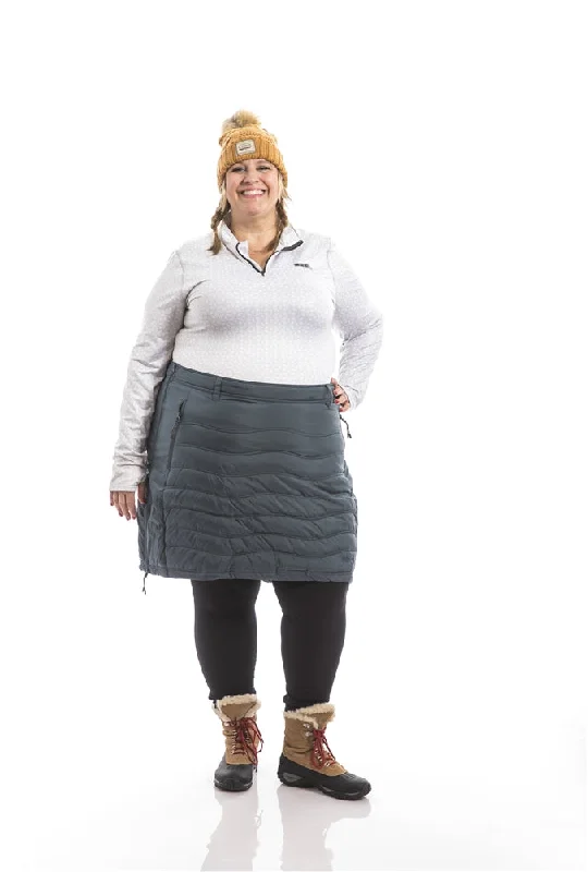 Bergen Mid Length Plus Size Skirt | Blue Gray silk skirt lustrous