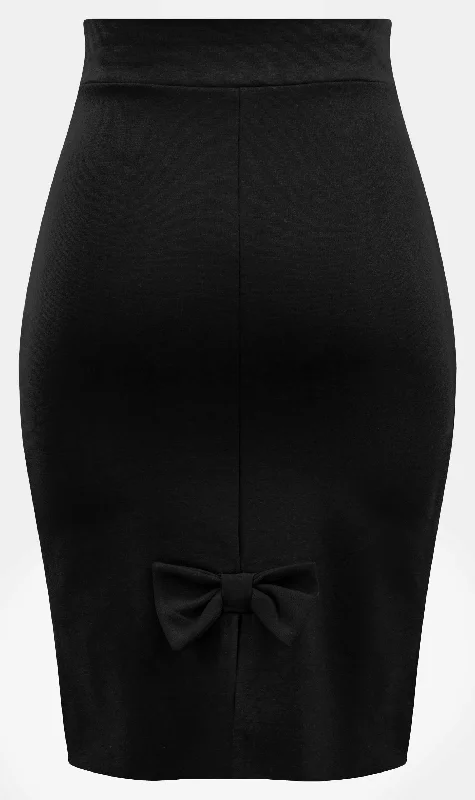 Bow Back Pencil Skirt in Black wrap skirt elegant