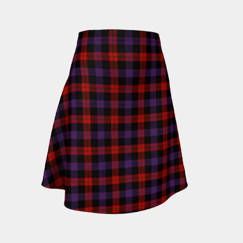 Brown Modern Tartan Flared Skirt chiffon skirt floaty