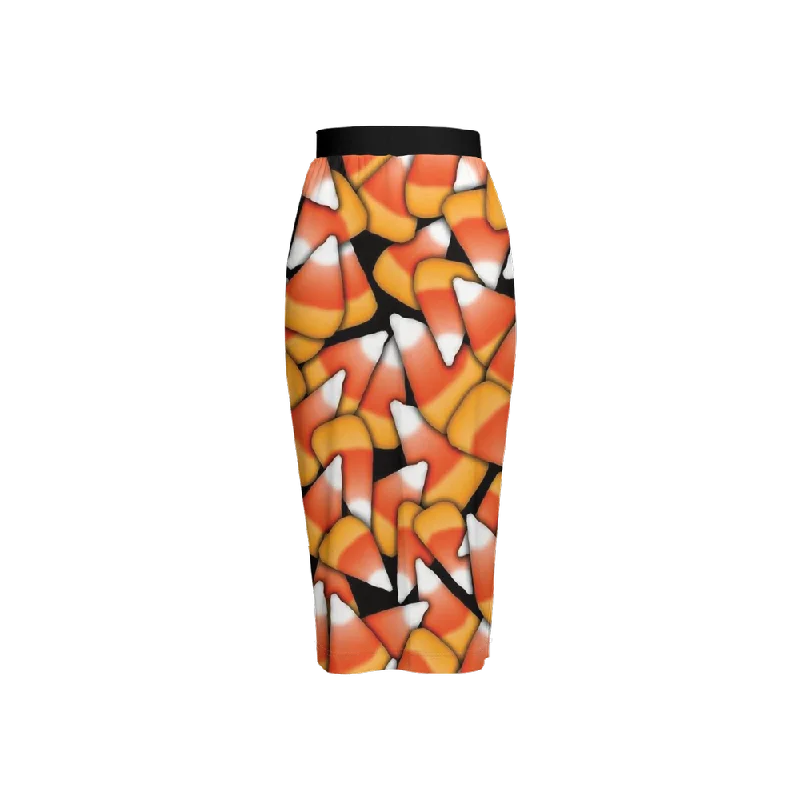 Candy Corn Women's Back Split Pencil Skirt-Heavy Knit maxi skirt elegant