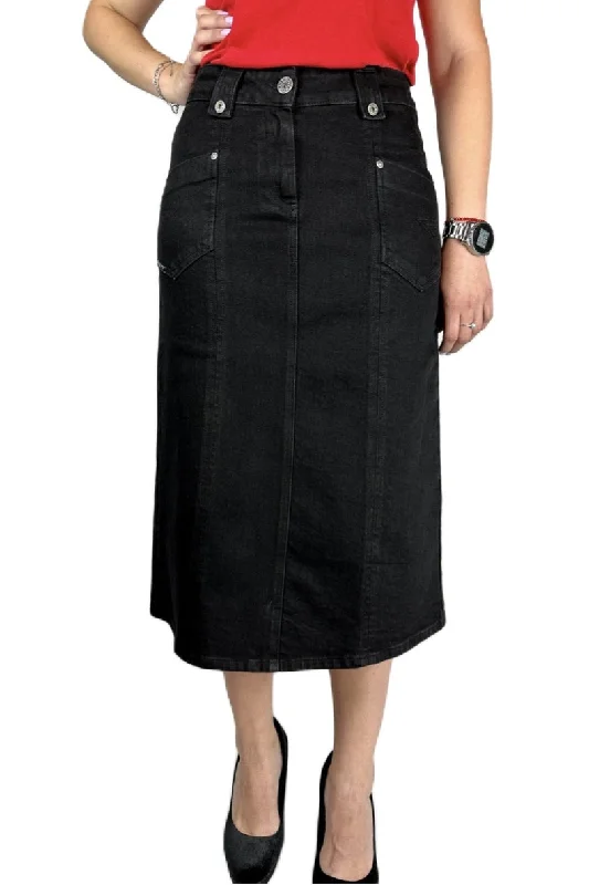 Denim Mid-Length Skirt 221-609D pencil skirt chic