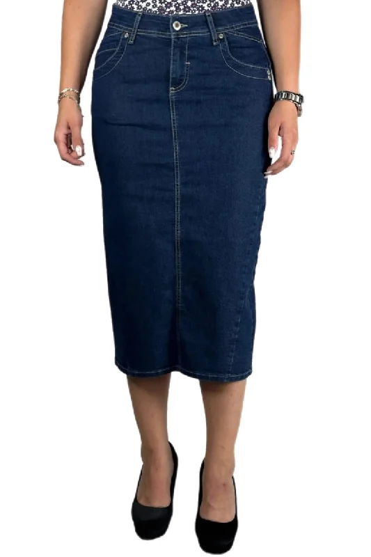 Denim Skirt Style 232-12D in Blue Denim modal blend skirt