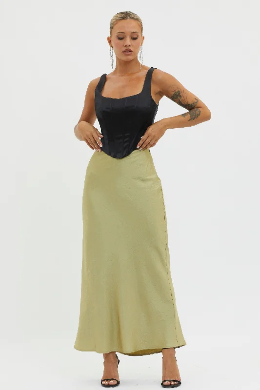 Guiding Light Midi Skirt Light Green casual skirt length