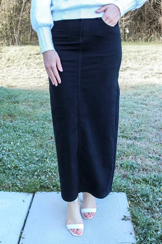 Stella Ebony Long Denim Maxi Skirt (FINAL SALE) silk skirt luxurious