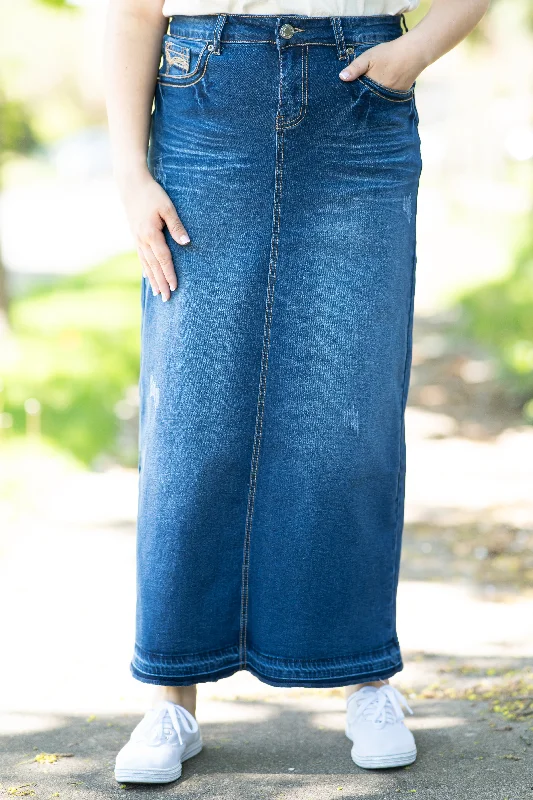 Hannah Indigo Wash Denim Skirt (FINAL SALE) linen skirt natural