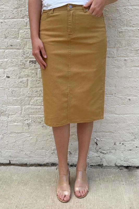 JDA Dk. Khaki Denim Skirt belted skirt waist