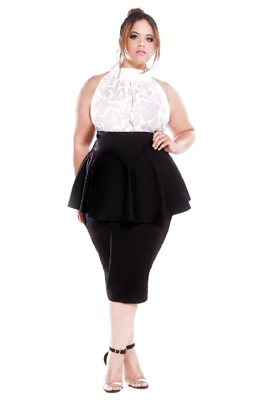 High Waist Peplum Pencil Skirt- JIBRI chiffon skirt delicate