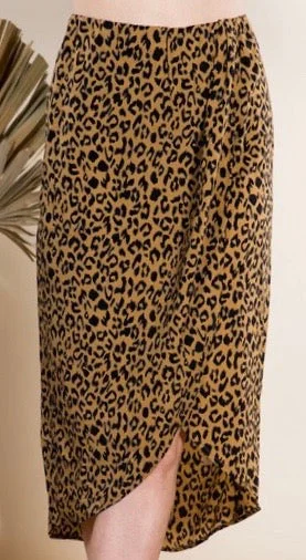 Leopard Print Sarong Style Skirt wool skirt warm