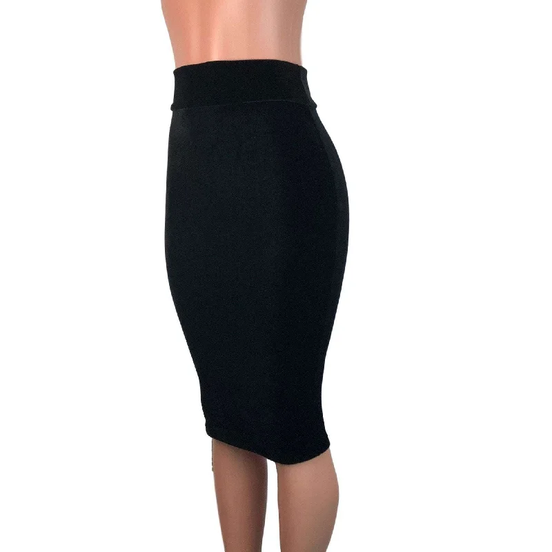 Long Pencil Skirt - Black Velvet wool skirt warm