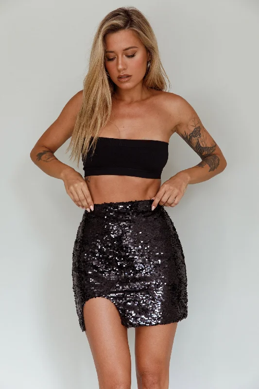 Luna Heart Sequin Mini Skirt Black cashmere skirt fine