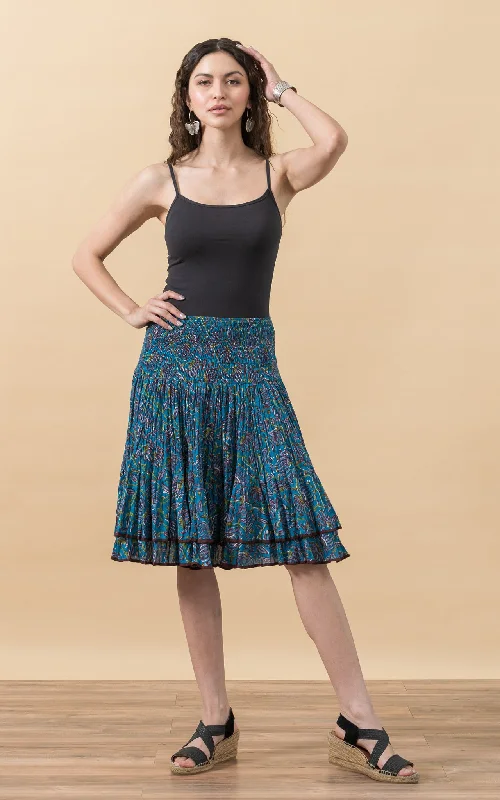 Macarena Skirt, Mini, Egyptian Floral silk skirt lustrous