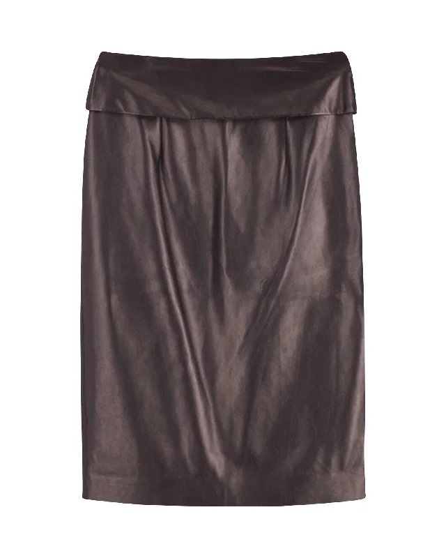 Black Leather Pencil Skirt with Flap Detail and Back Zipper Closure seamless skirt comfort