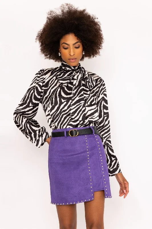 Purple Studded Suede Mini Skirt cashmere skirt rich