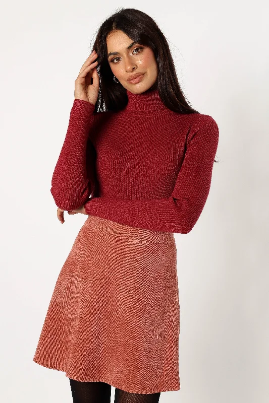 Tammy Cord Skirt - Brick modal blend skirt