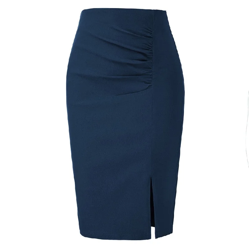 Pleated High Waist Hips-Wrapped Waist Side Split Back Zipper Pencil Skirt lace skirt romantic