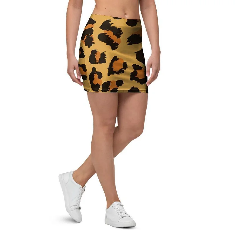 Yellow Cheetah Mini Skirt cashmere skirt rich