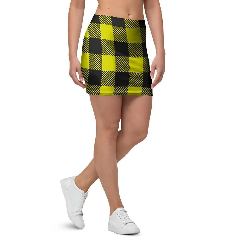 Yellow Plaid Mini Skirt athletic skirt fit