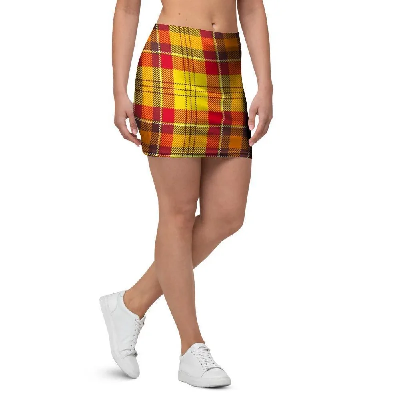 Yellow Plaid Tartan Mini Skirt denim skirt fashionable