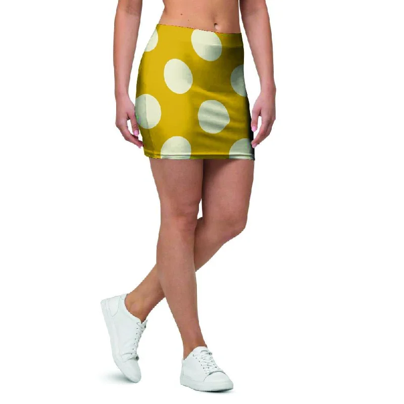 Yellow Polka Dot Mini Skirt pencil skirt chic